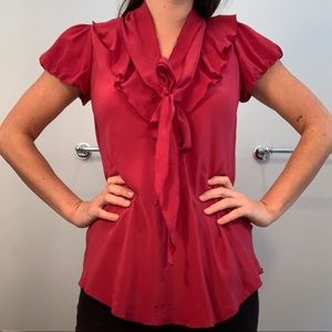 Deep red Banana Republic silk blouse ♥️